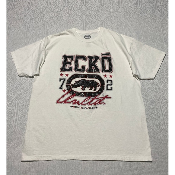 Ecko Unltd. Other - Ecko Unltd Mens XL White Graphic T-Shirt Rhino Manny Slays All Y2K Streetwear